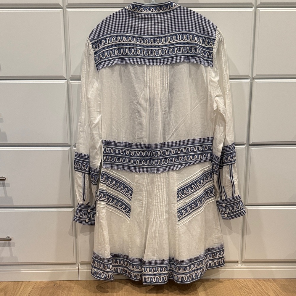 NWT Veronica Beard White and Blue Embroidered Tunic Dress - Picture 6 of 6